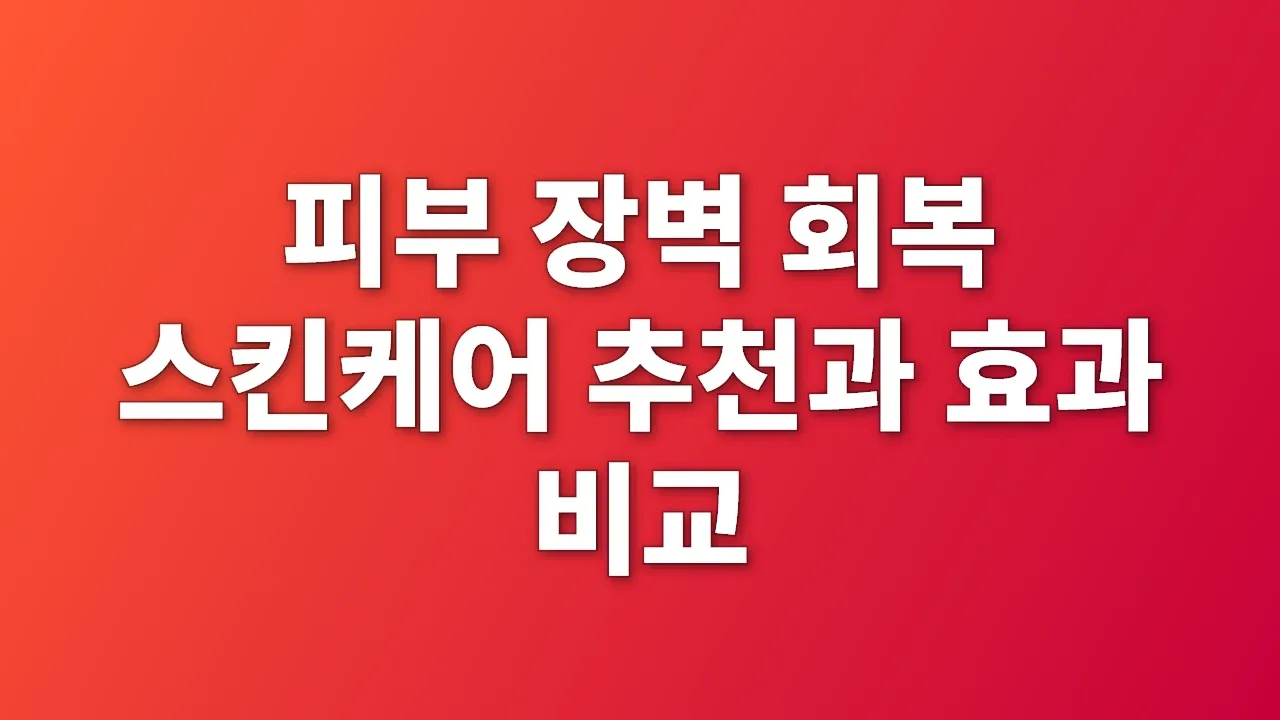 피부 장벽 회복 스킨케어 추천과 효과 비교